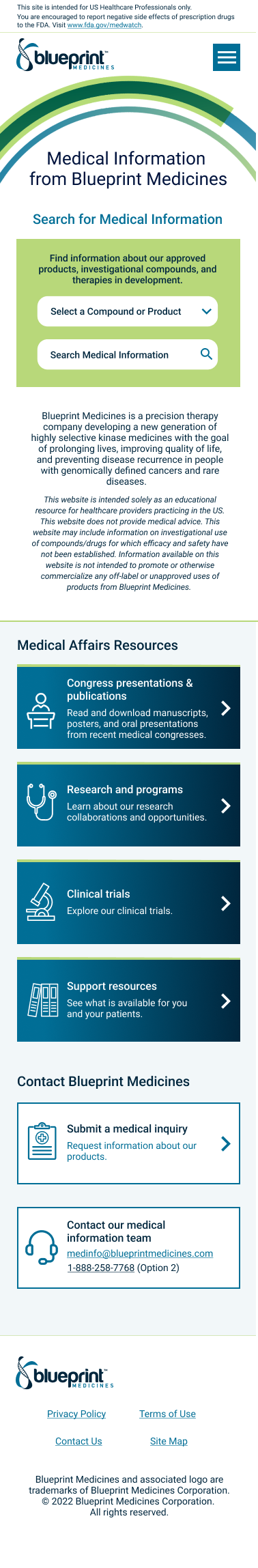 Blueprint Medicines Information Center Mobile Design 1